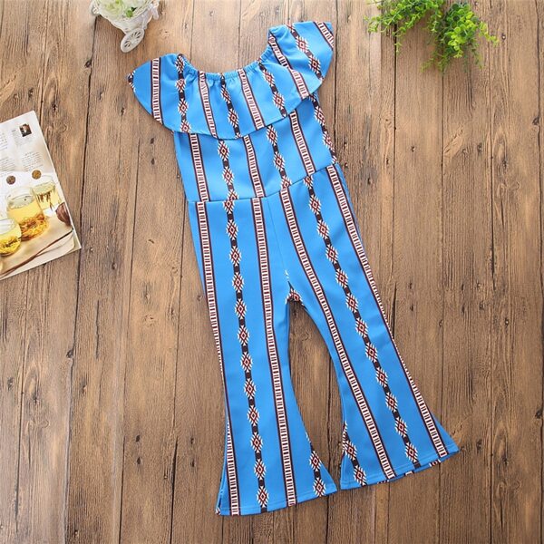 

Toddler Girls Aztec Print Flare Leg Jumpsuit, Blue