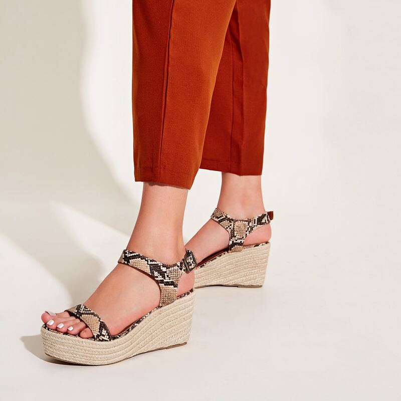 

Snakeskin Print Espadrille Wedges, Multicolor