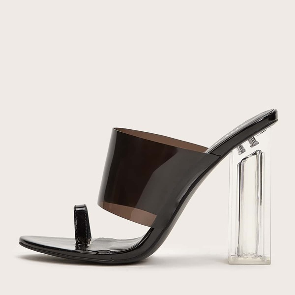 

Toe Ring Chunky Heeled Mules, Black
