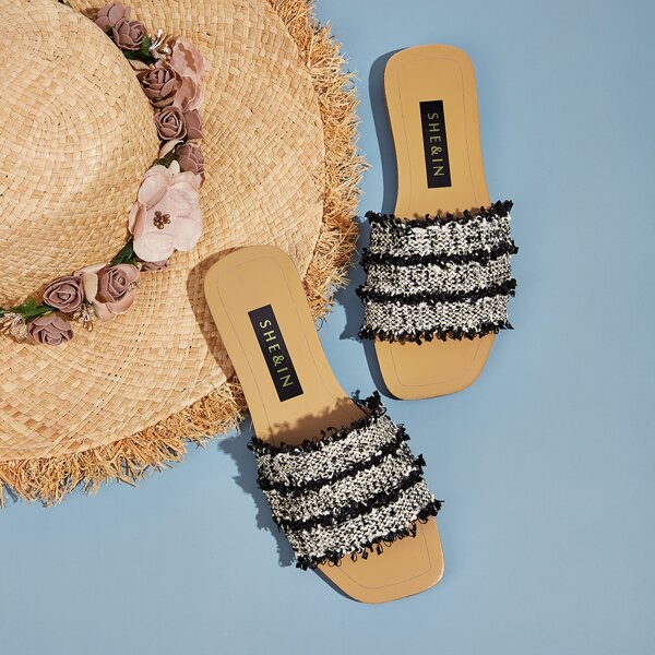 

Striped Tweed Sliders, Multicolor