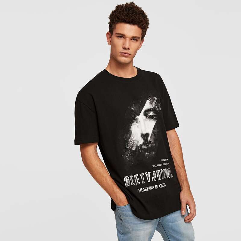 

Guys Figure & Letter Graphic Tee, Black