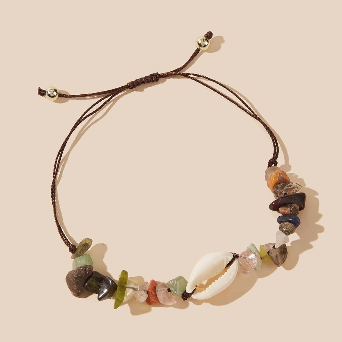 

1pc Stone & Shell Charm Bracelet, Multicolor