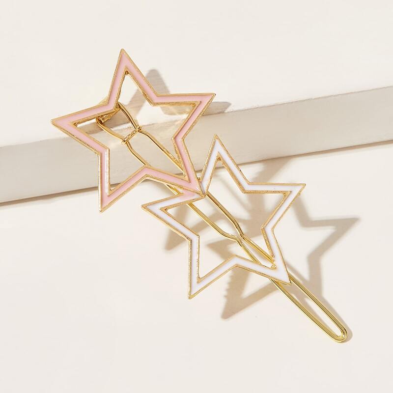 

1pc Double Star Hair Clip, Multicolor