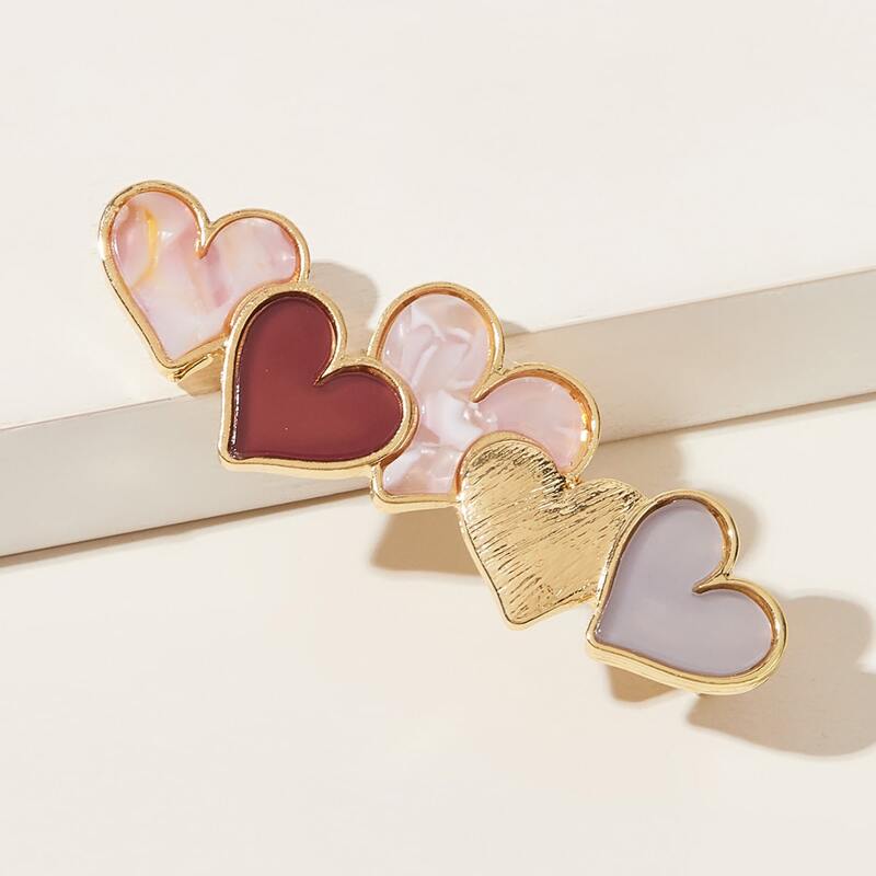 

1pc Layered Heart Hair Clip, Multicolor