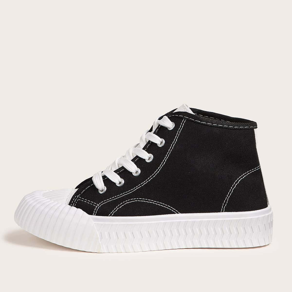 

Colorblock High Top Canvas Sneakers, Black