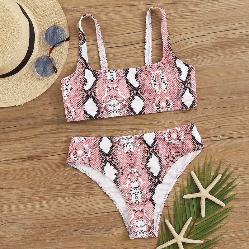 

Snakeskin Print Bikini Swimsuit, Pink