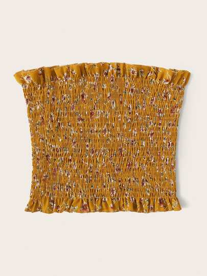 Top tubo fruncido floral de margarita