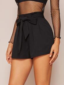 Firerie Paperbag Waist Slant Pocket Shorts - Black - View 4