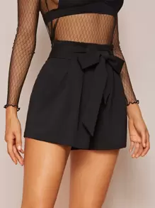 Firerie Paperbag Waist Slant Pocket Shorts - Black - View 5