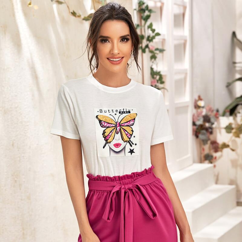 

Patch Detail Short Sleeve Top, White