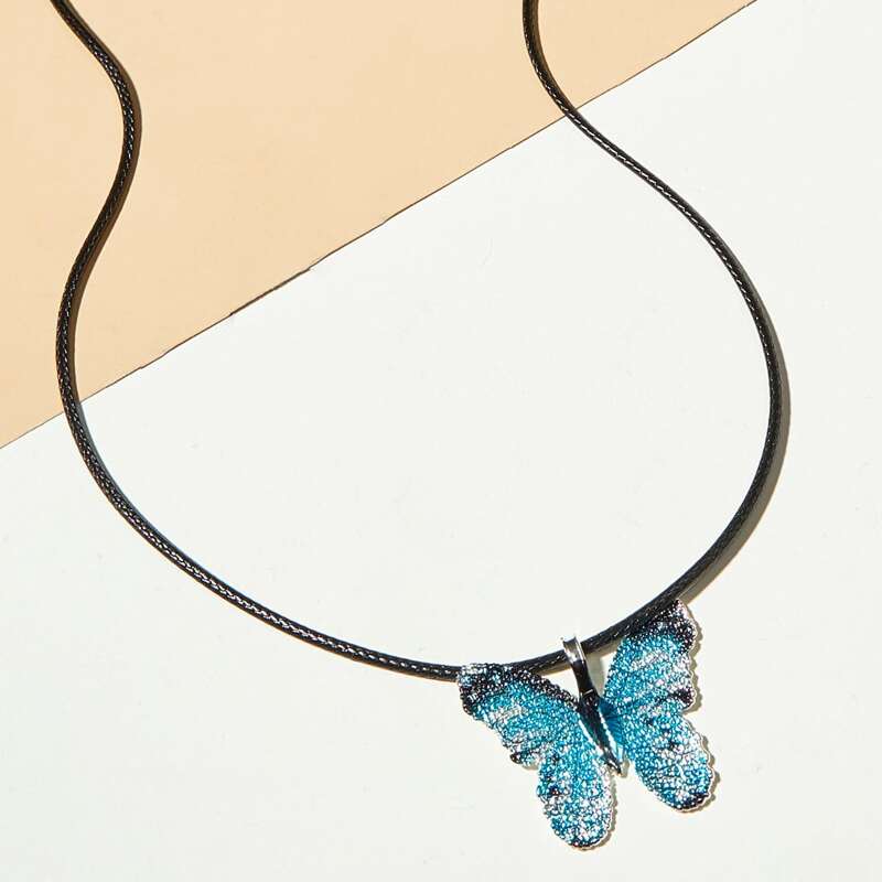 

1pc Butterfly Pendant Necklace, Multicolor