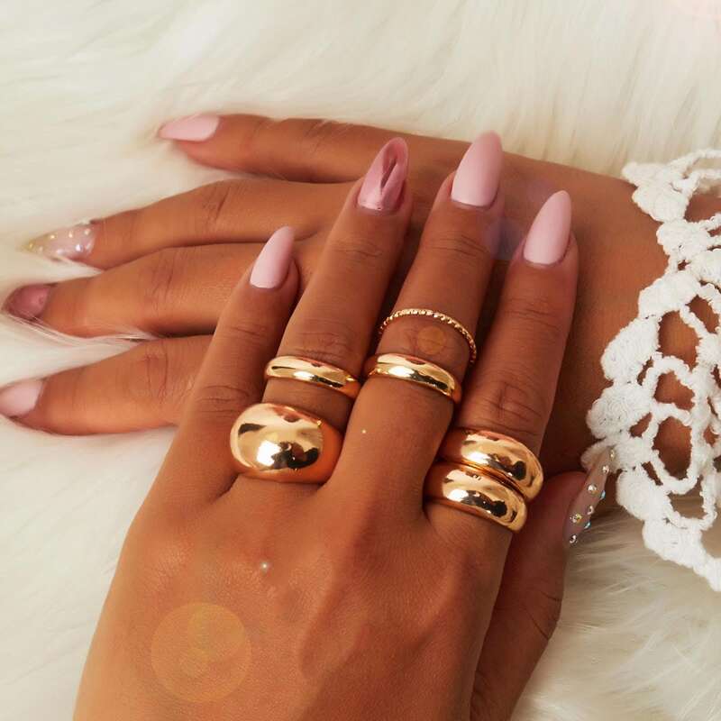 

6pcs Metallic Smooth Ring, Gold