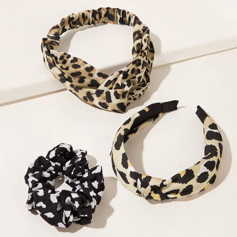 

3pcs Leopard Pattern Hair Accessories, Multicolor