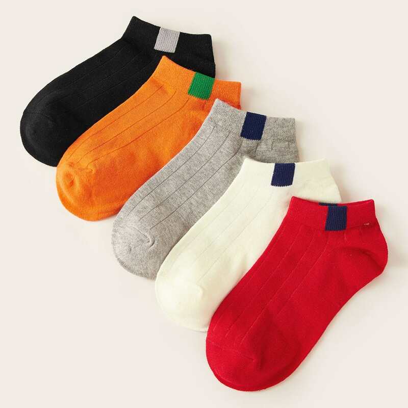 

5pairs Simple Ankle Socks, Multicolor
