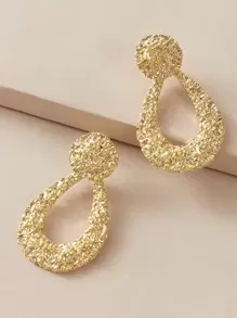 1對紋理幾何耳墜 - 金黃色 - 查看 2