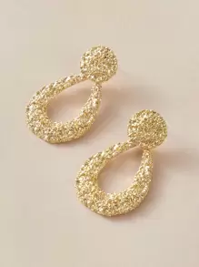 1對紋理幾何耳墜 - 金黃色 - 查看 4