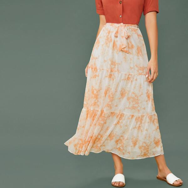 

Tie Dye Chiffon Maxi Skirt, Multicolor