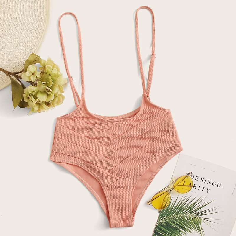 

Textured Suspender Bikini Panty, Baby pink