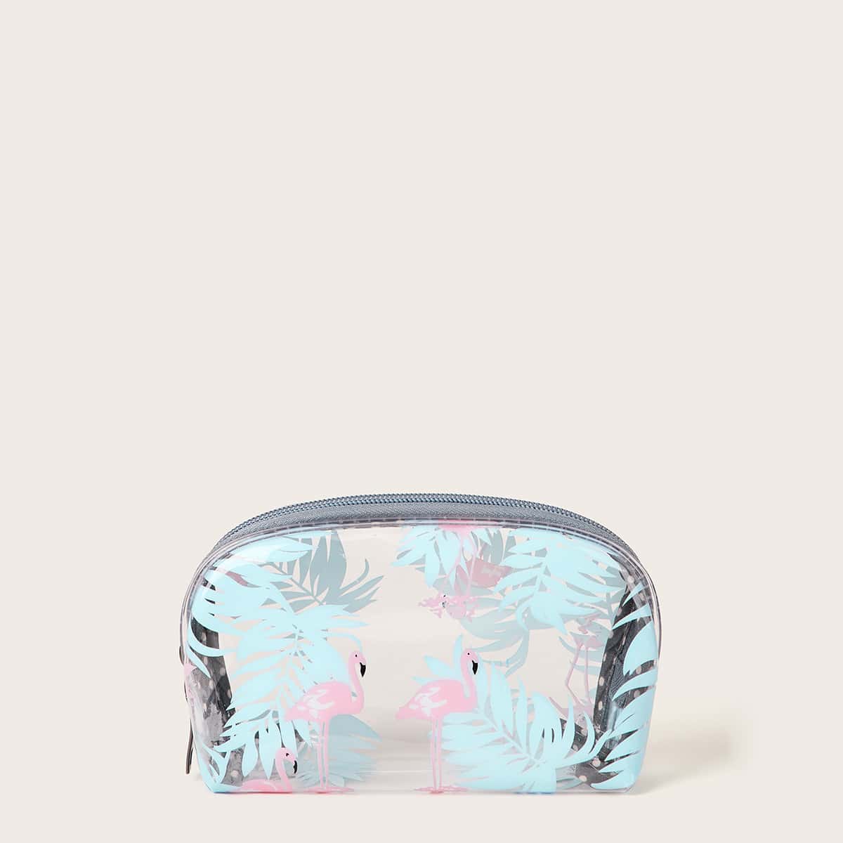 

Flamingo Pattern Transparent Makeup Bag, Multicolor