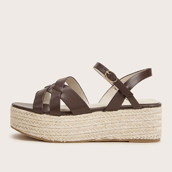 

Criss Cross Espadrille Wedges, Brown