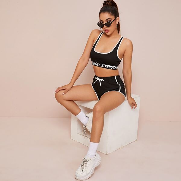 

Contrast Binding Letter Tape PJ Set, Black