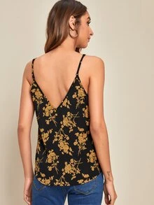 SHEIN Floral Print V-Neck Cami Top - Multicolor - View 2