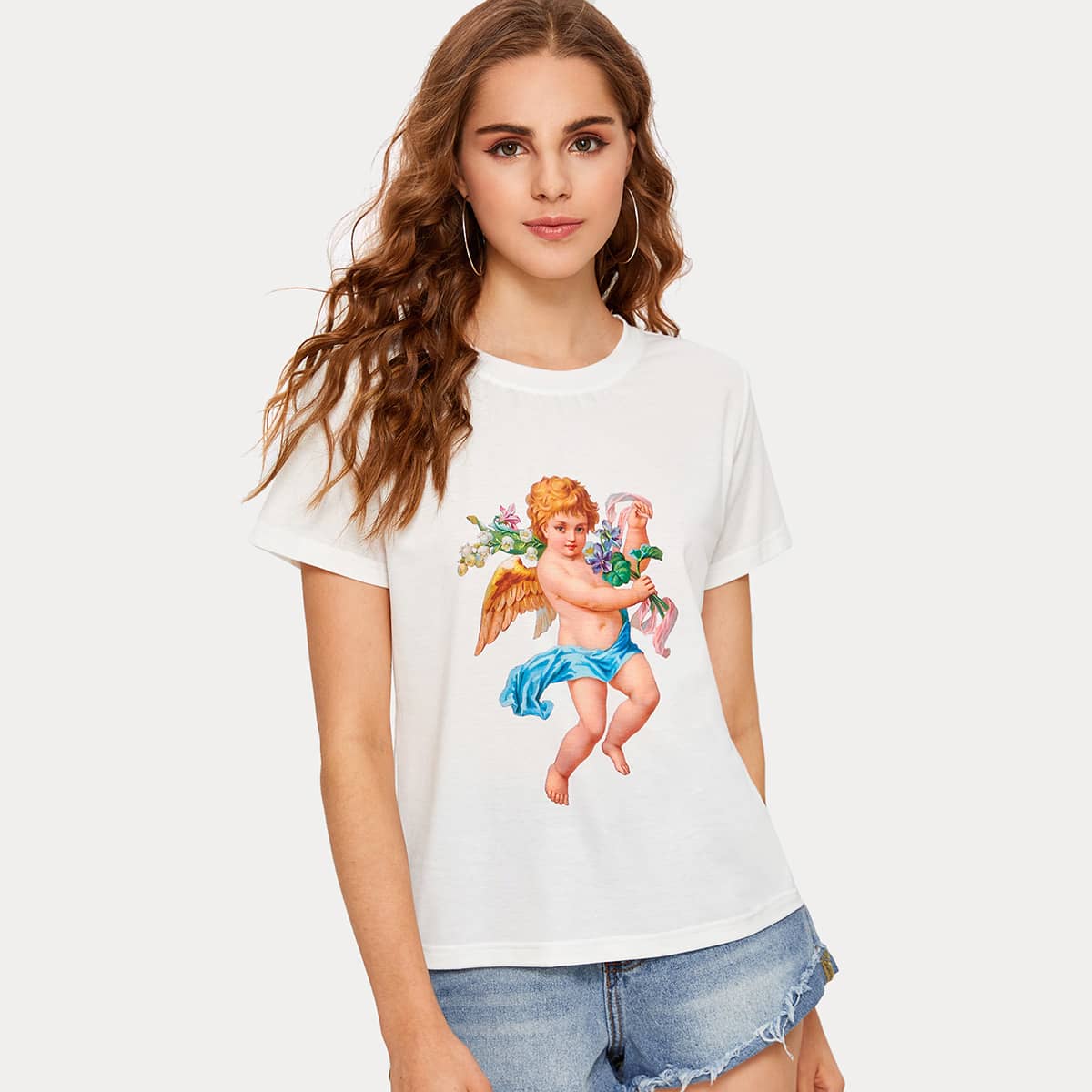 

Angel Print Tee, White