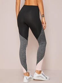 Seusyu Letter Graphic Colourblock Leggings - Multicolor - View 2