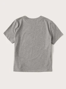 Camiseta gris con estampado de letra - Gris - Ver 2