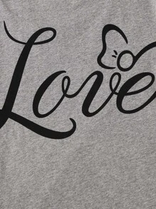 Camiseta gris con estampado de letra - Gris - Ver 4