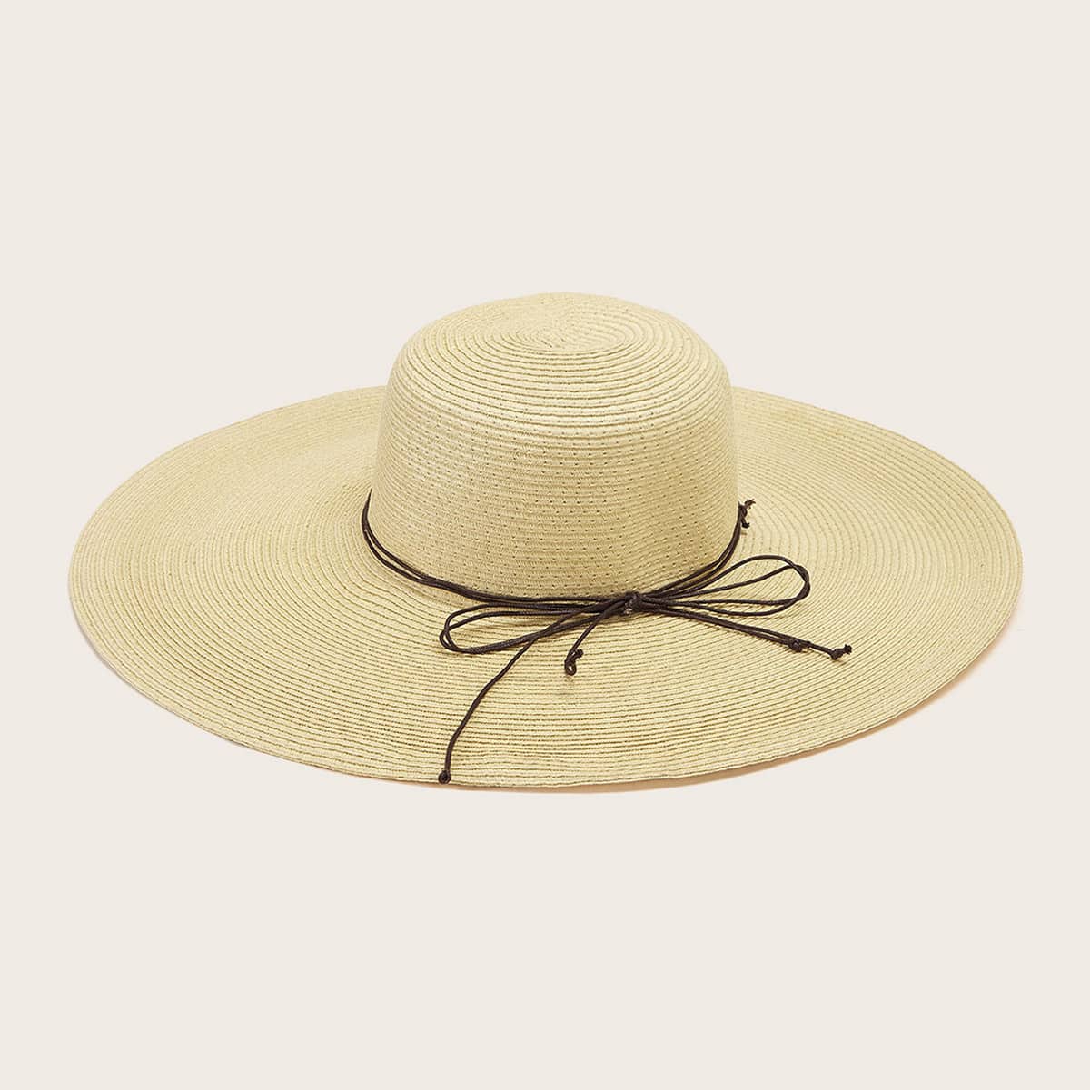 

Bow Decor Straw Hat, Khaki