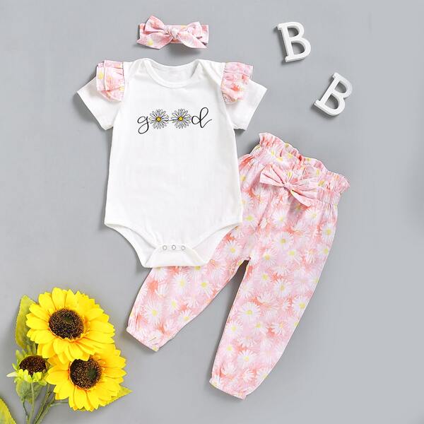 

Baby Girl Daisy Floral Ruffle Bow Front Set, Multicolor
