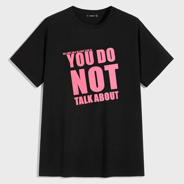 

Men Slogan Graphic Tee, Black