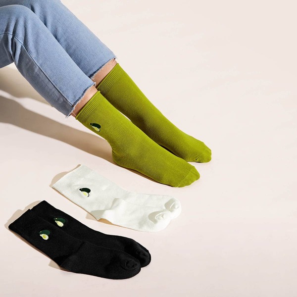 

3pairs Fruit Pattern Socks, Multicolor
