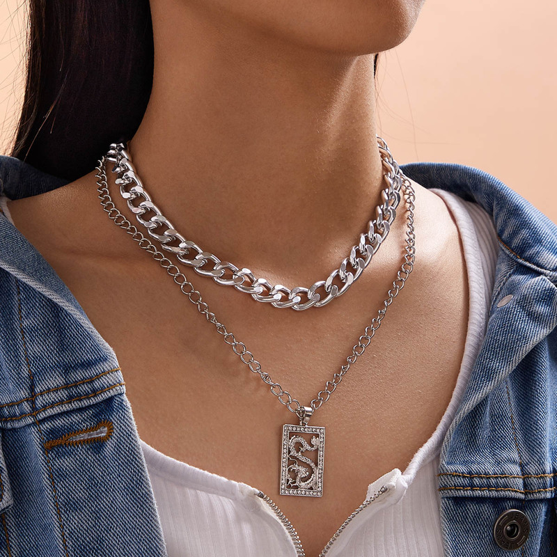

2pcs Dragon Charm Chain Necklace, Silver