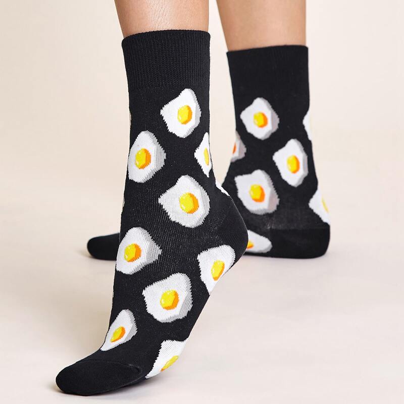 

1pair Egg Pattern Socks, Multicolor