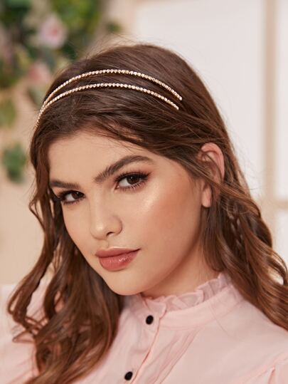 rhinestone engraved metallic hair hoop