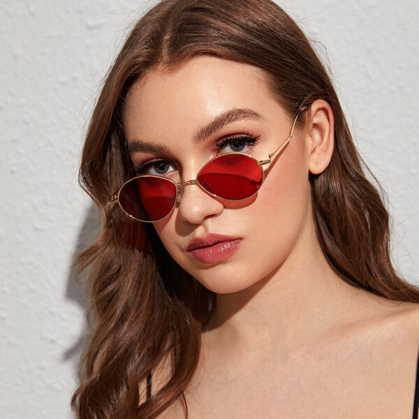 

Metal Frame Sunglasses, Red