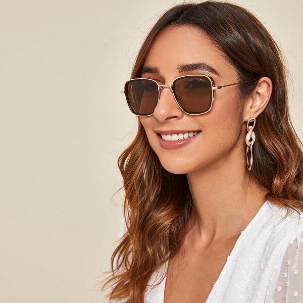 

Metal Frame Sunglasses, Brown