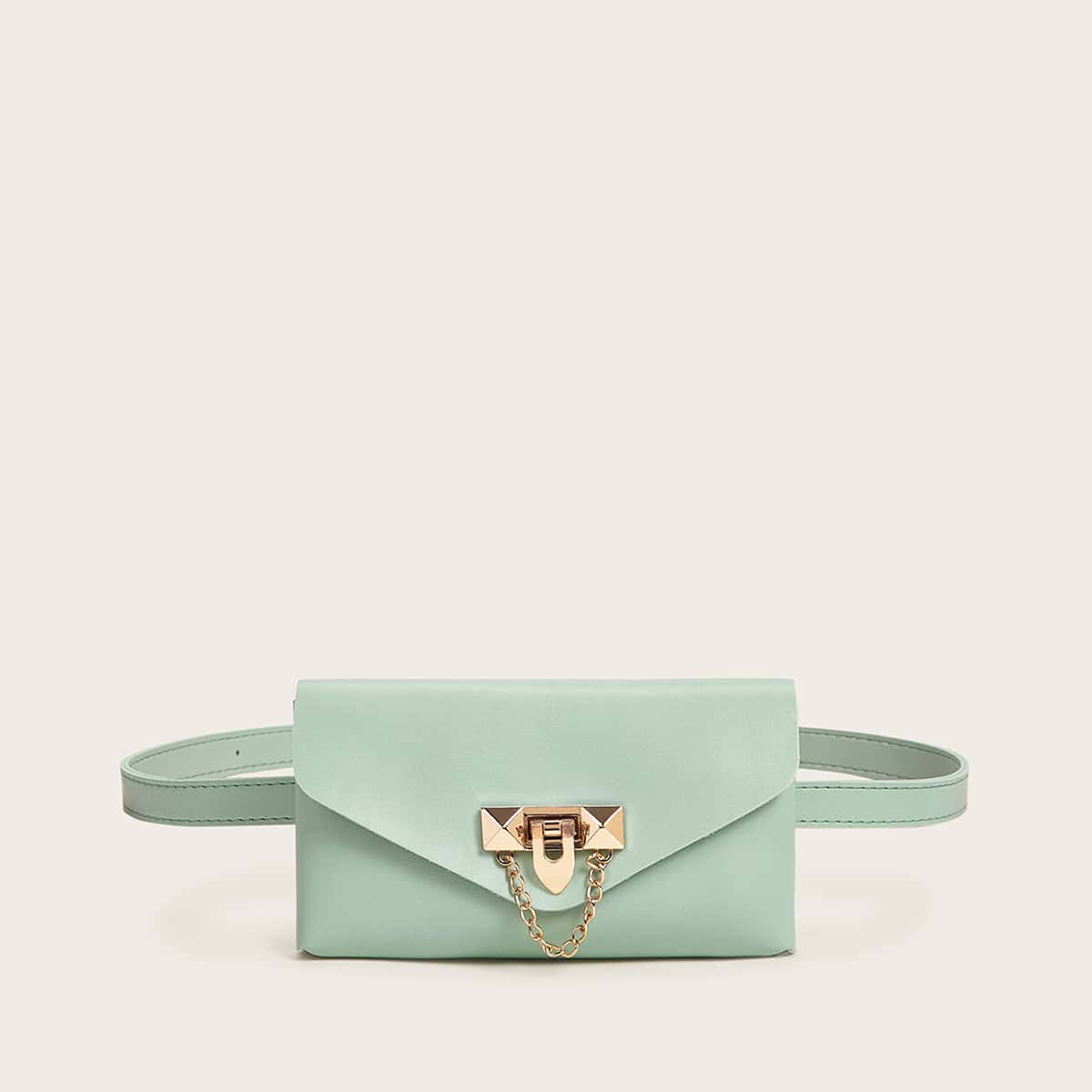 

Metal Chain Decor Fanny Pack, Green