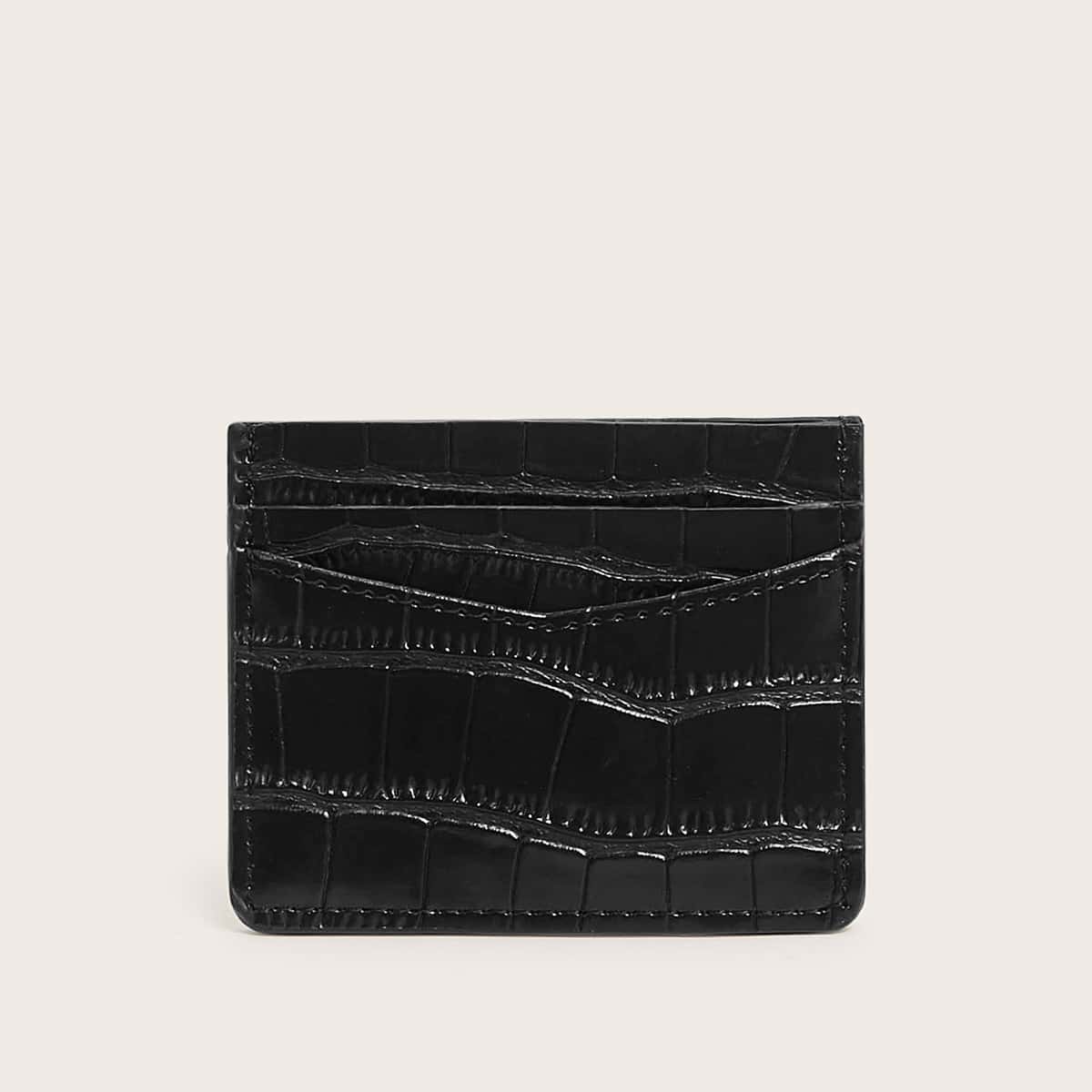 

Croc Embossed Card Holder, Black