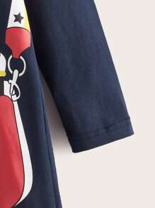 SHEIN Girls Bag Print Tee Dress - Navy Blue - View 3