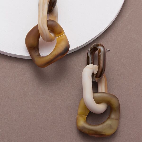 

1pair Dangling Acrylic Link Earrings, Multicolor