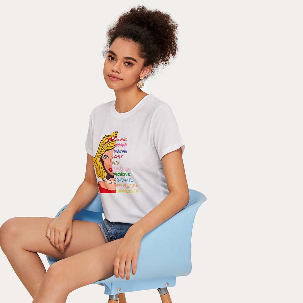

Figure & Letter Graphic Tee, White