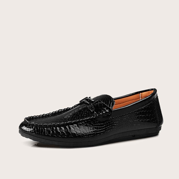 

Men Croc Embossed Slip On Loafers, Black