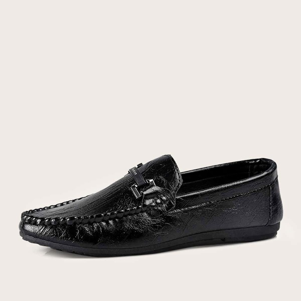 

Men Metallic Detail Slip On Loafers, Black