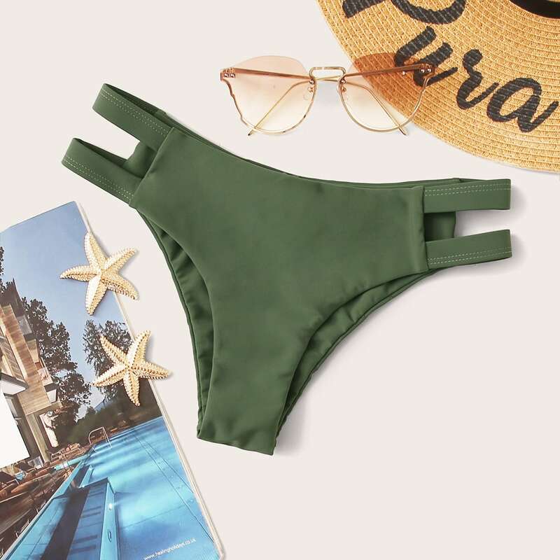 

Cut-out Side Bikini Panty, Army green