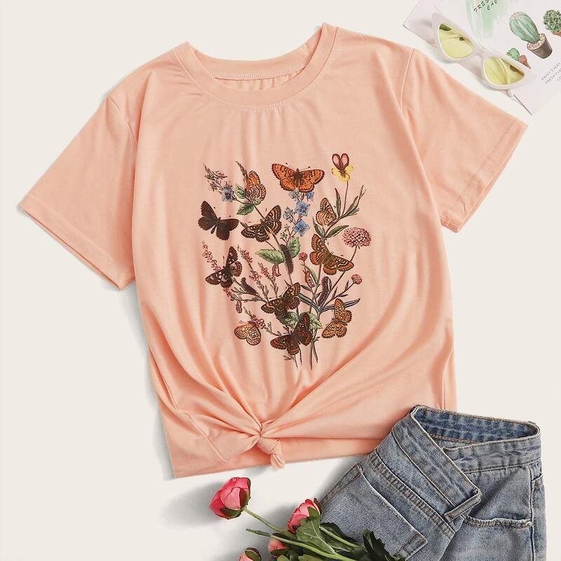 

Butterfly Print Pink Tee
