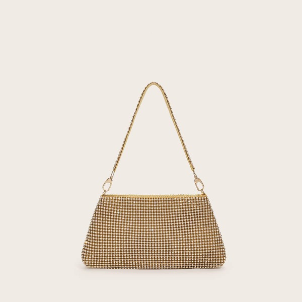 

Rhinestone Decor Clutch Bag, Gold
