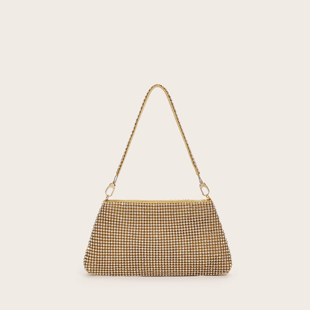 

Rhinestone Decor Clutch Bag, Gold